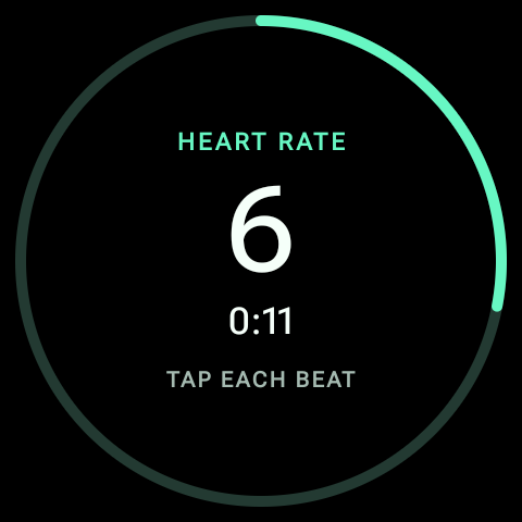 counting taps against a 15-second timer
